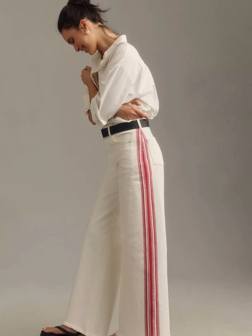 Anthropologie Pilcro Dishtowel Stripe Mid-Rise Wide-Leg Jeans NWT Size 27 - Picture 6 of 10